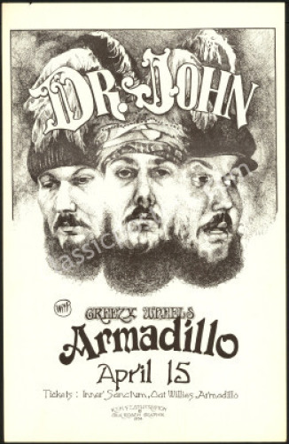 Scarce 1974 Dr. John Armadillo Poster