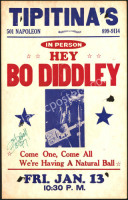 Rare Signed Bo Diddley Tipitinas Cardboard Poster