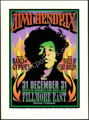 Jimi Hendrix Commemorative Poster for The Fillmore