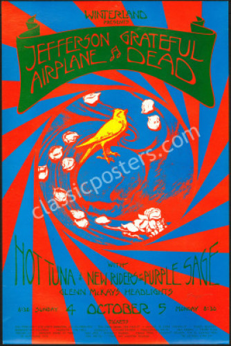 Scarce Signed Jefferson Airplane Grateful Dead Poster