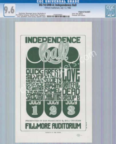 Superb Certified BG-14 Grateful Dead Handbill