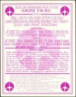 Scarce 1970 Goose Lake Festival Handbill