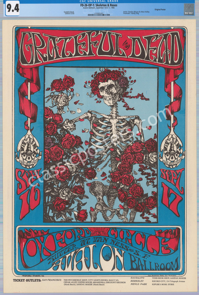Waheed 26 Gd Gorgeous Certified 9.4 Original FD-26 Grateful Dead Poster