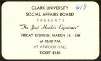 Rare 1968 Jimi Hendrix Clark University Ticket