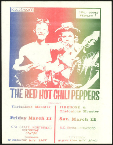 Scarce 1988 Red Hot Chili Peppers Handbill