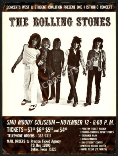 Scarce 1969 Rolling Stones SMU Handbill