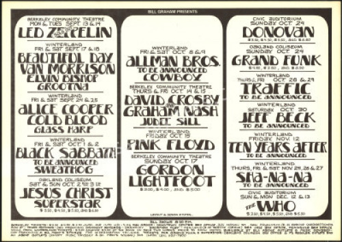 Scarce Bill Graham Presents Poster with Led Zeppelin