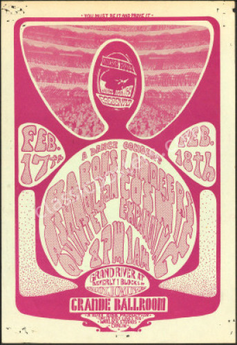 Rare Early 1967 Grande Ballroom Handbill