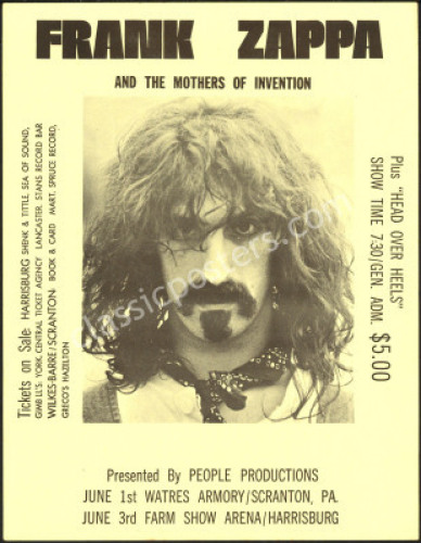 Scarce 1971 Frank Zappa Pennsylvania Handbill