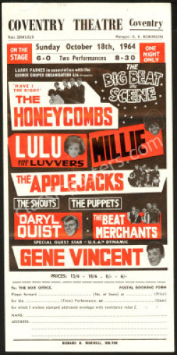 Scarce 1964 Gene Vincent British Handbill