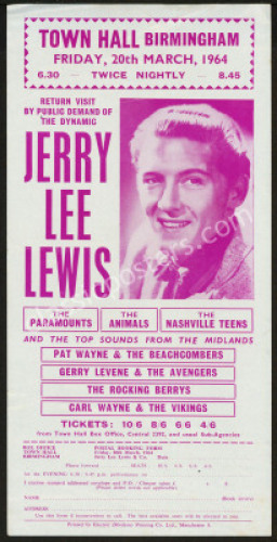 Jerry Lee Lewis and The Animals Handbill