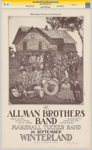 Superb Signed 1973 Allman Brothers Variant Poster