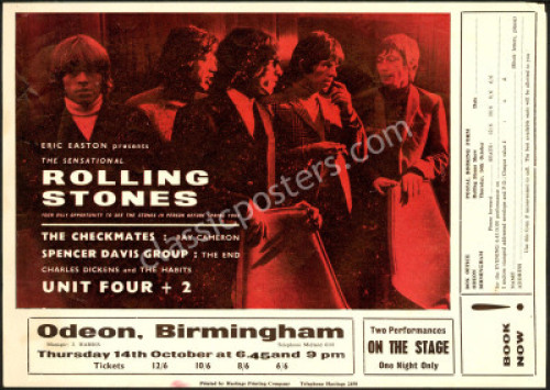 Rare 1965 Rolling Stones Birmingham Handbill