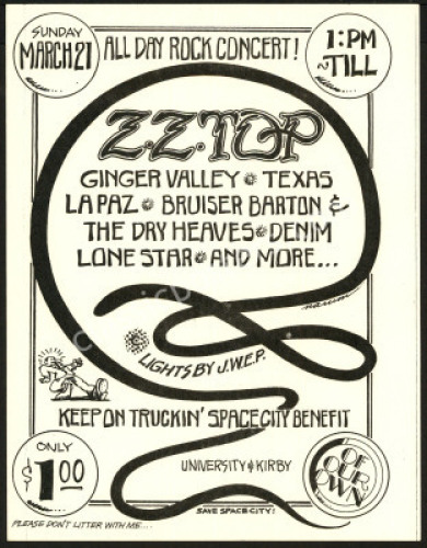 Scarce 1971 ZZ Top Handbill