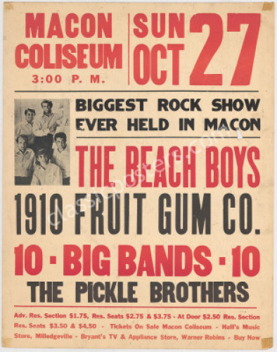 Rare 1968 Beach Boys Macon Georgia Poster