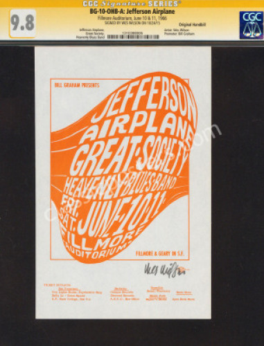 Splendid Signed BG-10 Jefferson Airplane Handbill