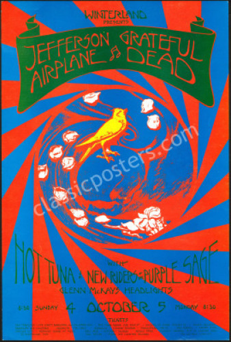 Popular Grateful Dead Jefferson Airplane Winterland Poster