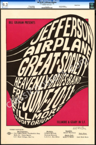 Signed Original BG-10 Jefferson Airplane Poster