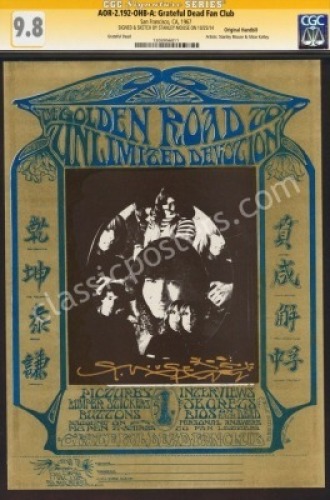 Beautiful Signed AOR 2.192 Grateful Dead Fan Club Handbill