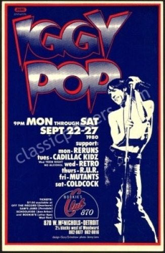 Rare Original 1980 Iggy Pop Bookie’s Club Poster