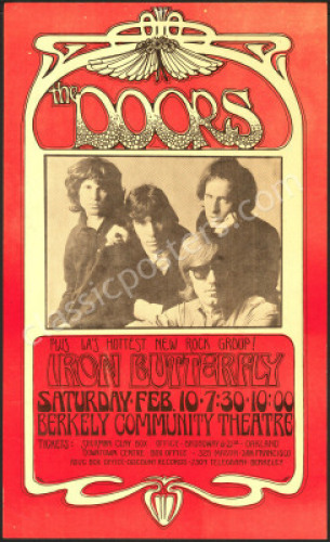 Ultra-Rare 1968 The Doors Berkeley Poster