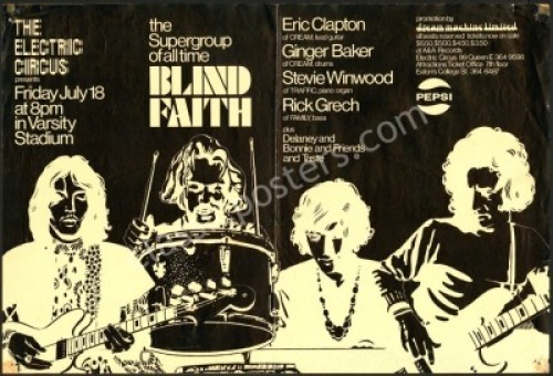 Scarce 1969 Blind Faith Toronto Poster