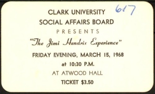 Jimi Hendrix Clark University Ticket