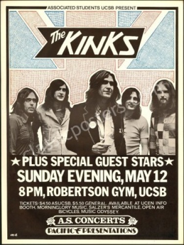 Nice 1974 The Kinks Santa Barbara Poster