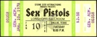 Unused 1978 Sex Pistols Dallas Ticket