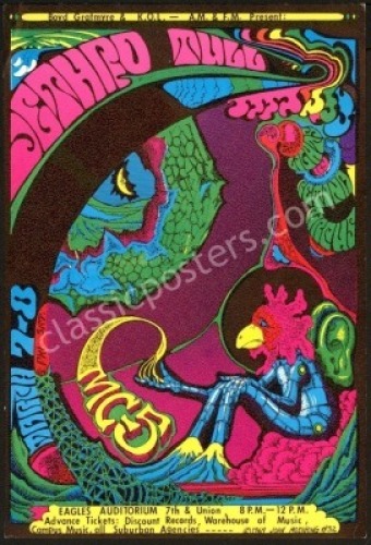 Colorful Jethro Tull Eagles Auditorium Handbill