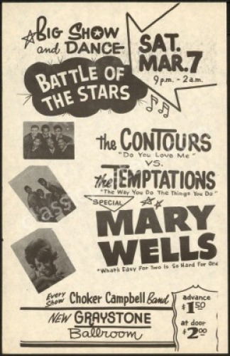 Nice 1964 Detroit Temptations Handbill