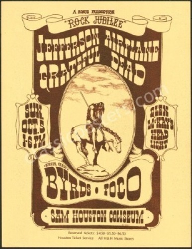 Rare 1969 Grateful Dead Houston Handbill