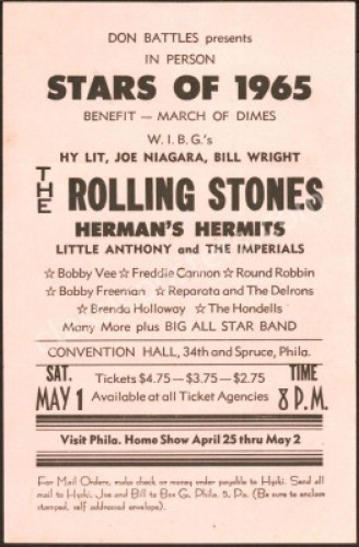 Rare 1965 Rolling Stones March of Dimes Benefit Handbill