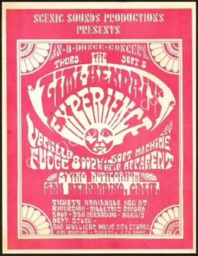 Very Rare Jimi Hendrix Swing Auditorium Handbill