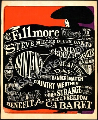 Rare 1968 Fillmore Peace & Freedom Benefit Poster