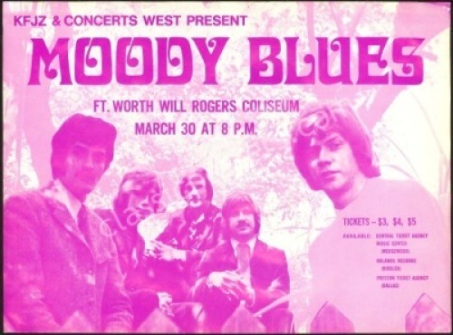 Very Nice Moody Blues Fort Worth Handbill