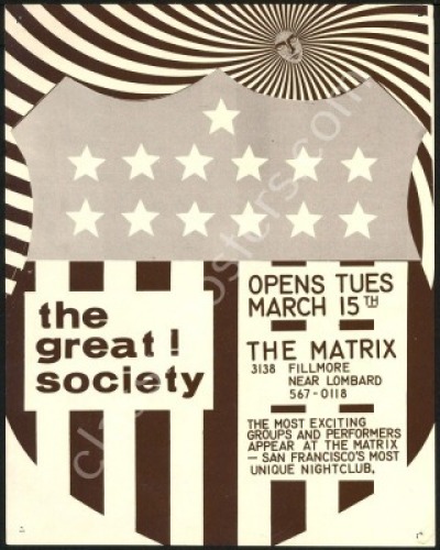 Rare AOR 2.124 Great Society Matrix Handbill