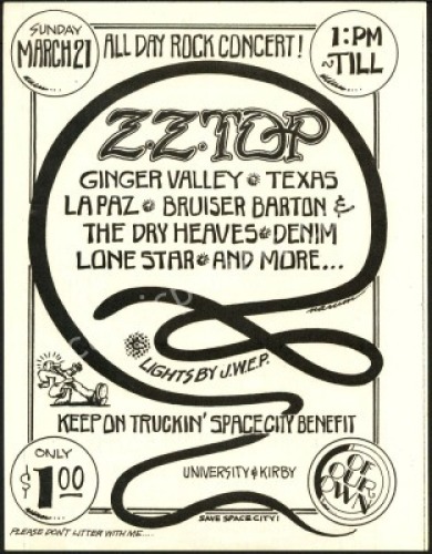 Scarce Z.Z. Top Austin Handbill