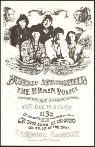 Rare Buffalo Springfield San Diego Handbill