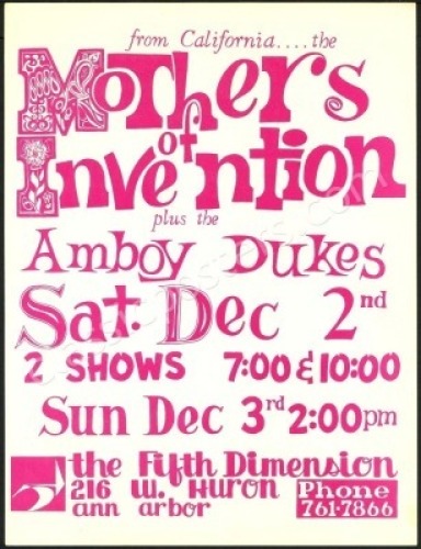 Rare Mothers of Invention Ann Arbor Handbill