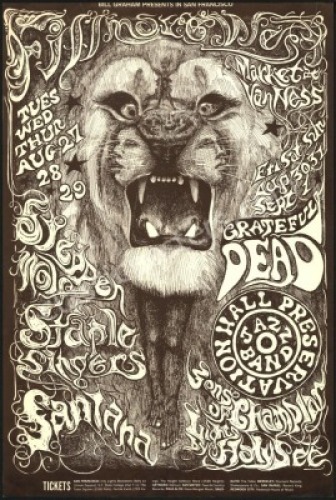 Scarce Original BG-134 Grateful Dead Santana Poster