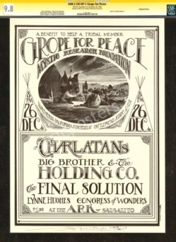 Rare Signed and Certified 2.130 Grope for Peace Poster