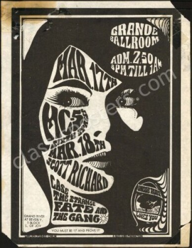 Rare Early 1967 MC5 Grande Ballroom Handbill